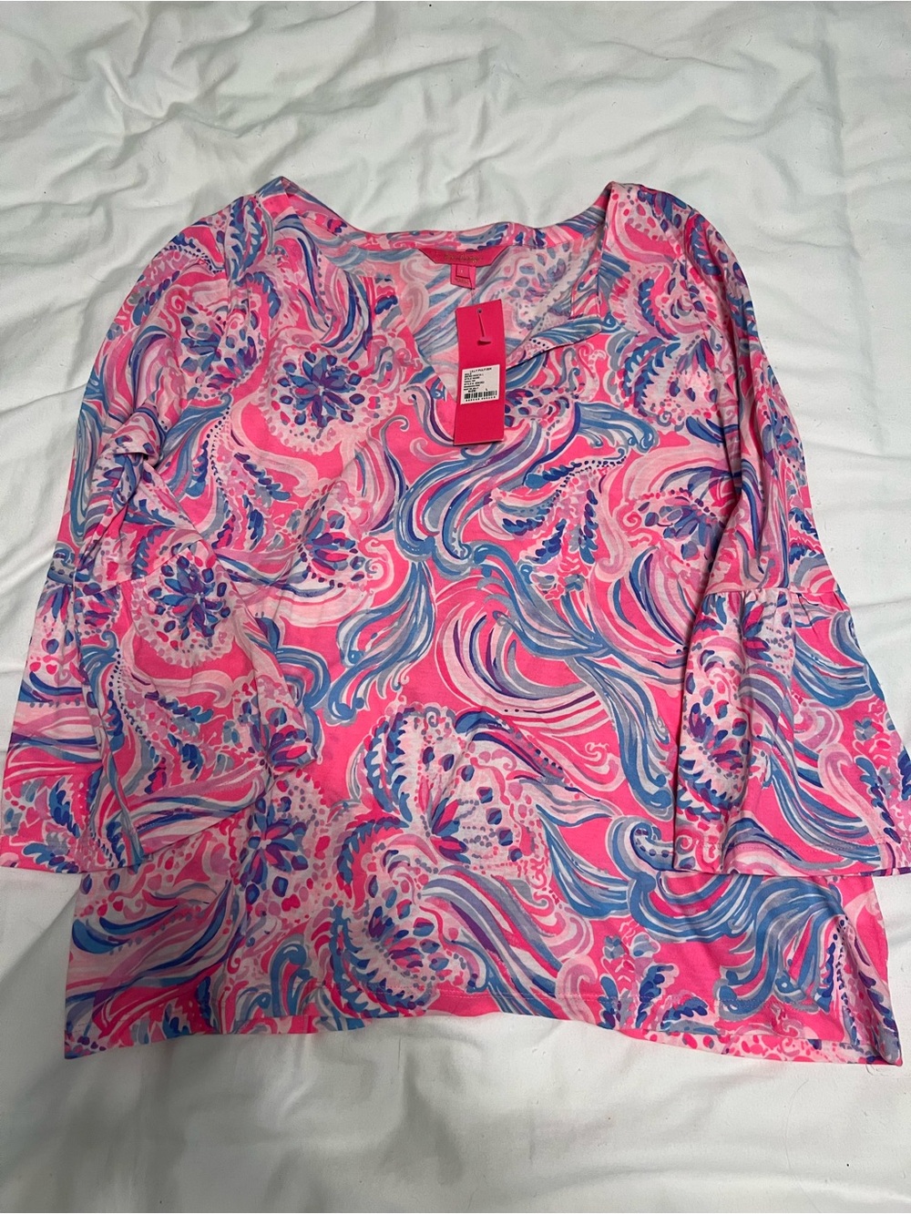 Lilly Pulitzer Pink Blue Swirl V-Neck Tunic